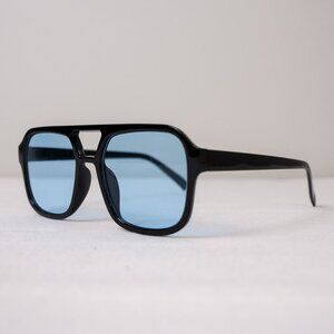 y2k square blue lens black 90s sunglasses